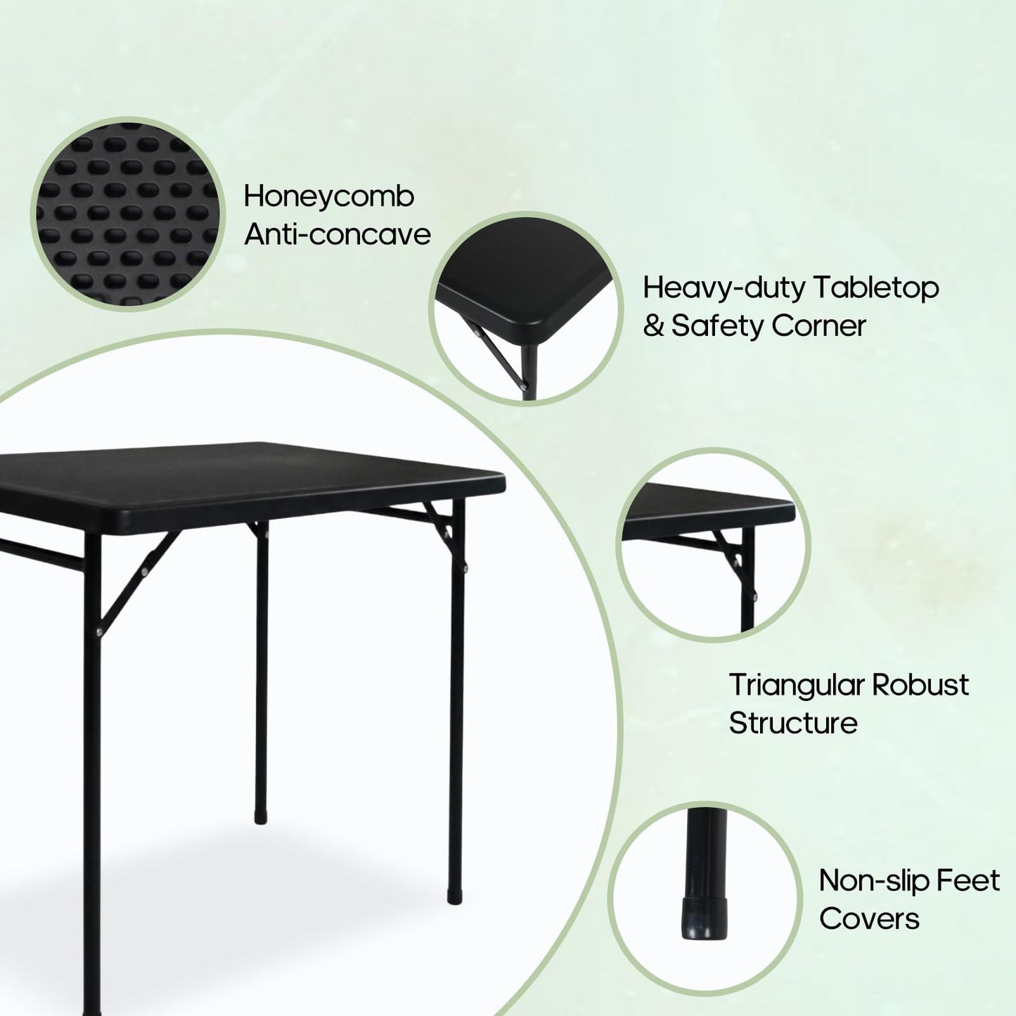 3ft Rectangular Folding Table for All-Occasion, Foldable Table with HDPE Tabletop and Steel Legs, Durable and Stable Small Folding Table, Perfect for Camping, Picnic, Party, Indoor & Outdoor, Black