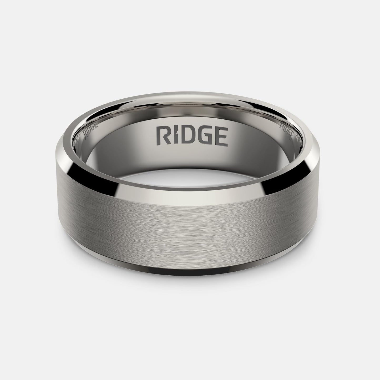Ridge Beveled Ring Set 8mm - Platinum - 6