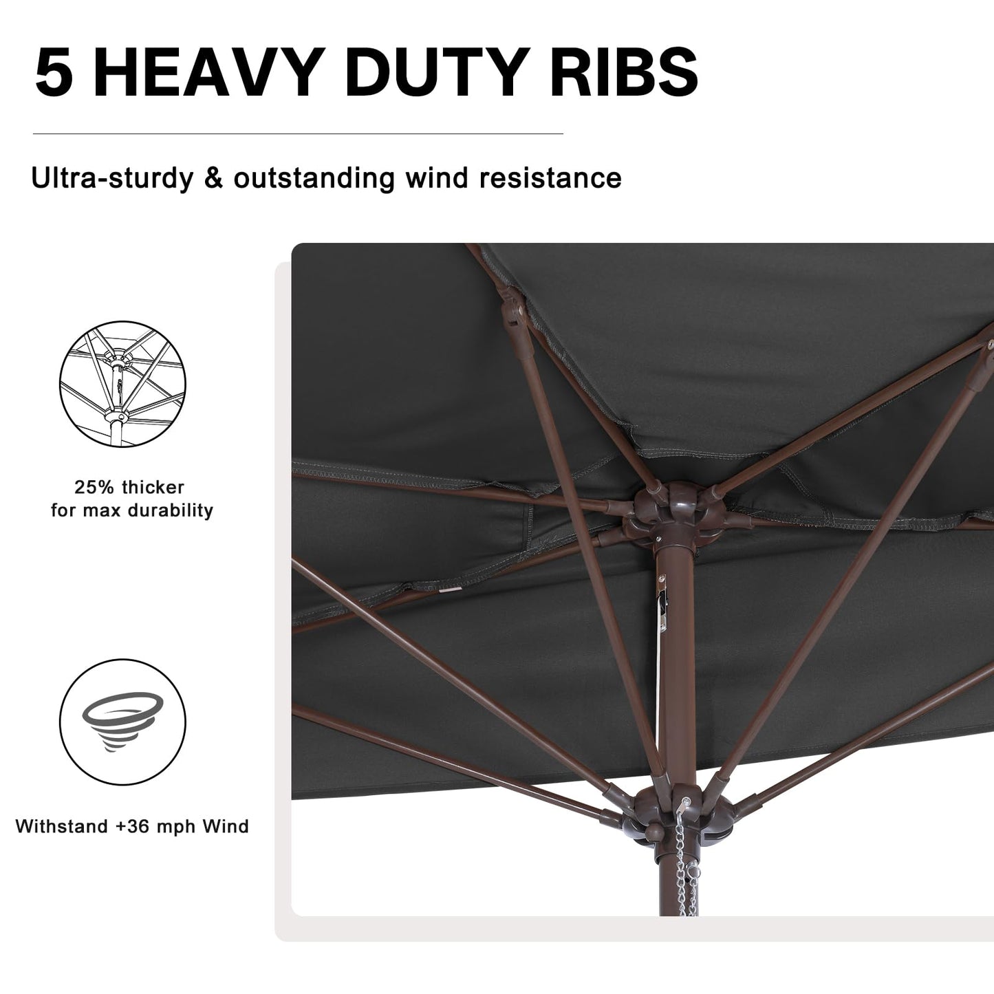 ABCCANOPY Patio Umbrella 9FT - Outdoor Half Umbrellas for Patio, Backyard, Garden, Deck (Dark Gray)