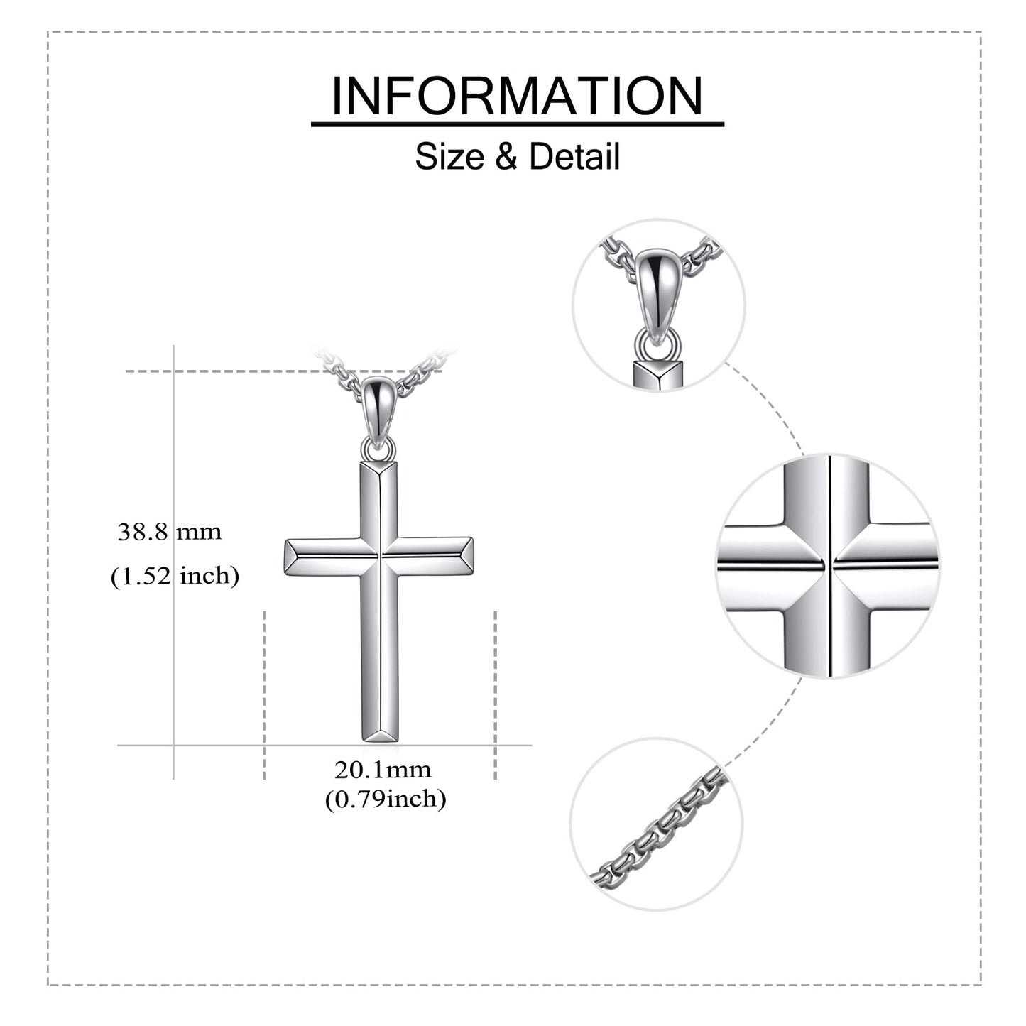 ONEFINITY Religious Cross Pendant Necklace Sterling Silver Origami Cross Pendant Gifts for Women Men Jewelry (B-Origami)