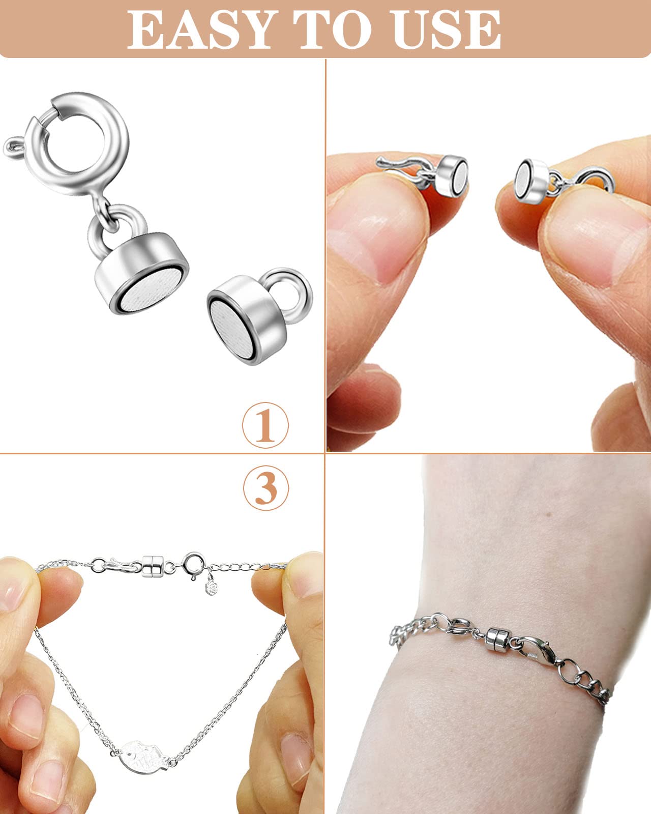 Dailyacc Necklace Clasps and Closures - Safety 14 K Gold and Silver Jewelry Converters for Bracelets Chain Extender