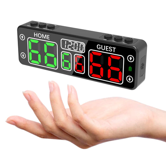 Ousmile Mini Digital Scoreboard - Portable Tabletop Scoreboard for Games, Wireless Battery Powered Electronic Scoreboard with Buzzer, Score Keeper for Ping Pong/Cornhole/Basketball/Volleyball