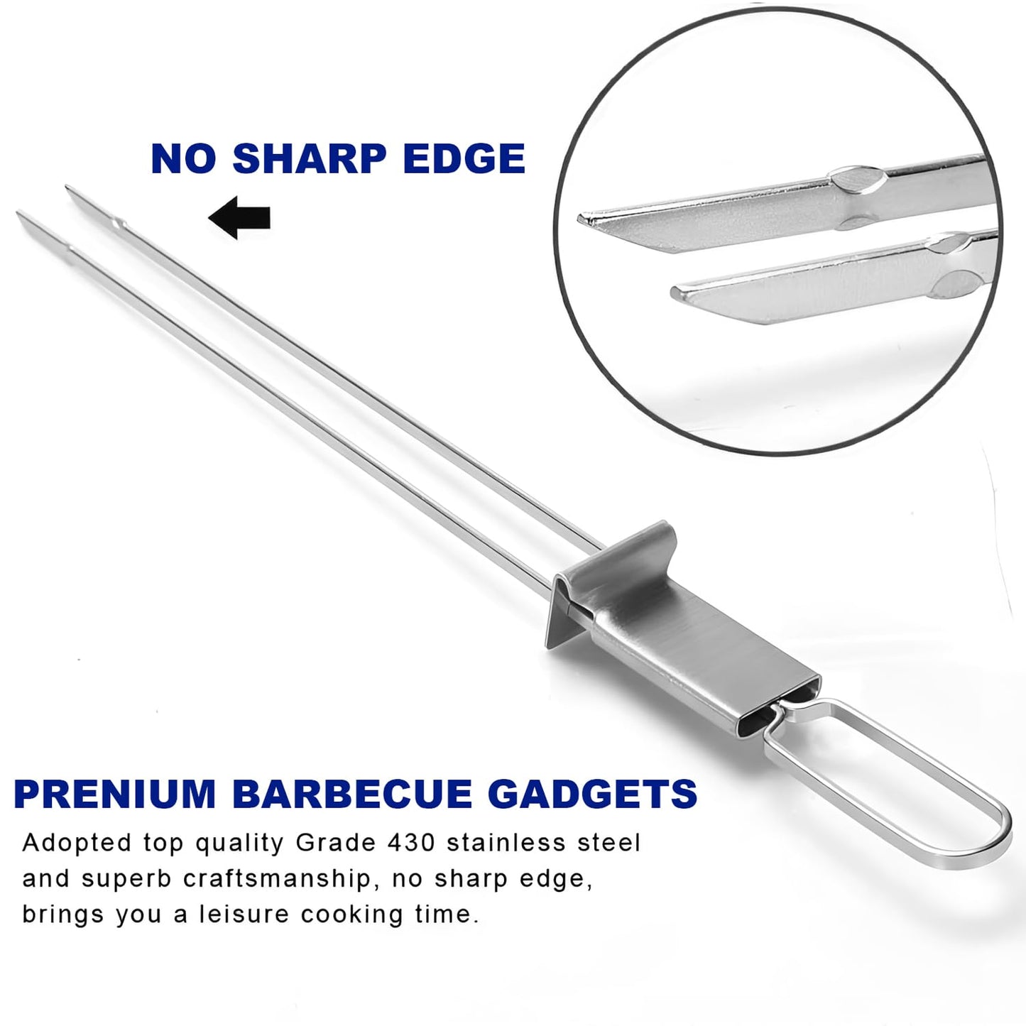 AGIgear BBQ Skewers,Premium 304 Stainless Steel BBQ Skewers,13 Inch Heavy Duty Metal Kabob Sticks for Grilling, Reusable & Dishwasher Safe (Double fork10)