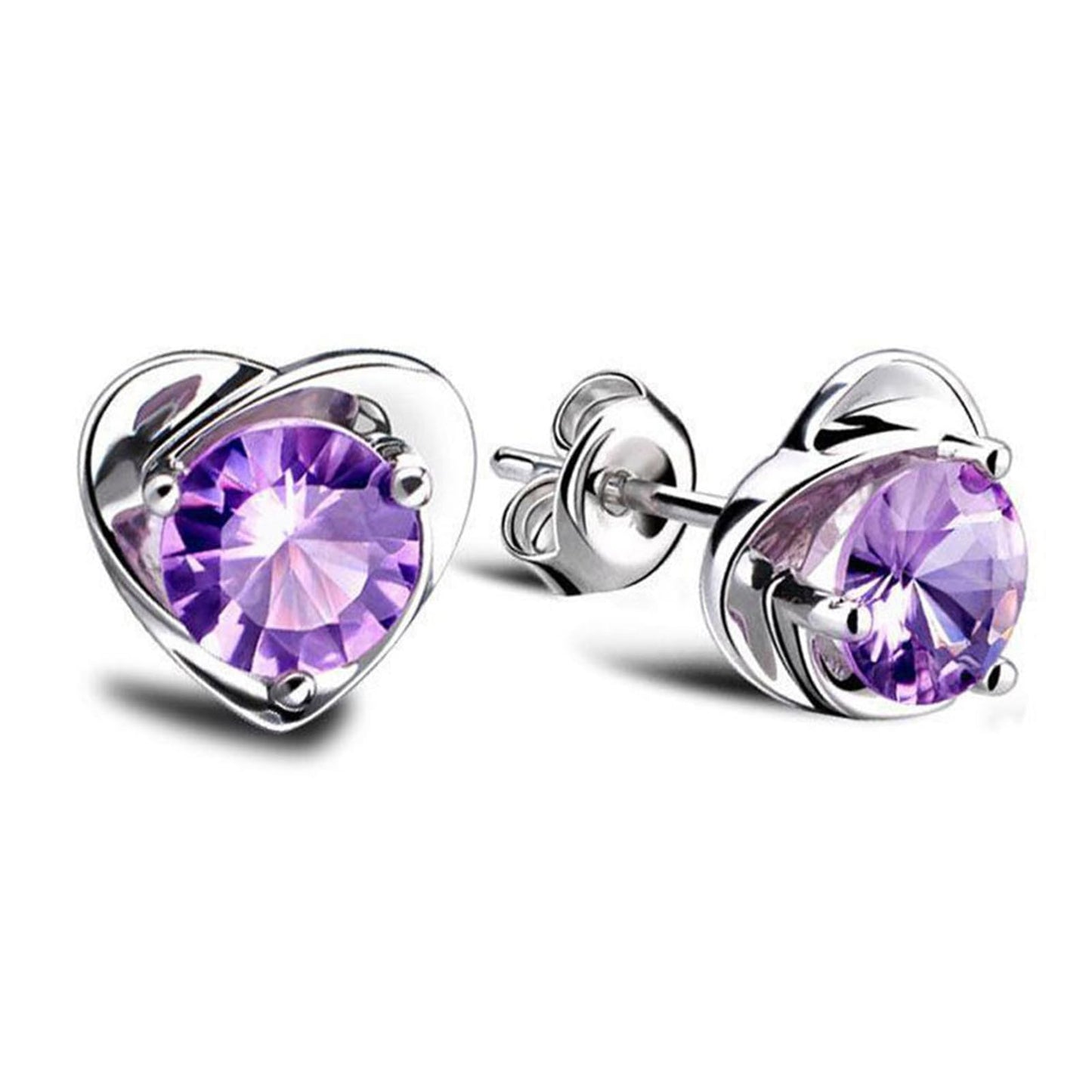 Halolux Lymphatic Germanium Earrings for Women, 2 Pairs Dainty CZ Zircon Acupressure Earrings for Lymphvity Drainage Support Hypoallergenic Ear Jewelry Gift (Silver+Purple)