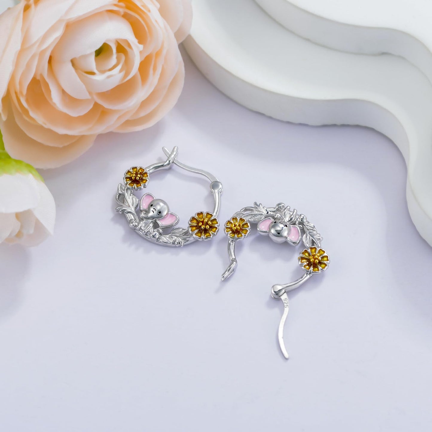 Elephant Earrings 925 Sterling Silver Cute Elephant Huggie Hoop Earrings Jewelry Gifts for Women Daughter