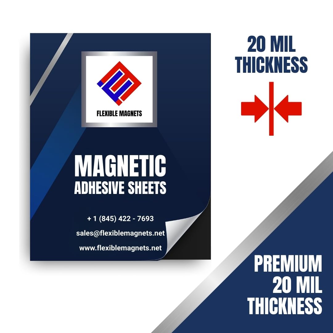 Flexible Magnets – Magnetic Sheets with Adhesive Backing, 8.5" x 11" (10 Pack) Stick-On Magnetic Sheets for Refrigerator Magnets, Magnetic Labels, Crafts, DIY Projects & More