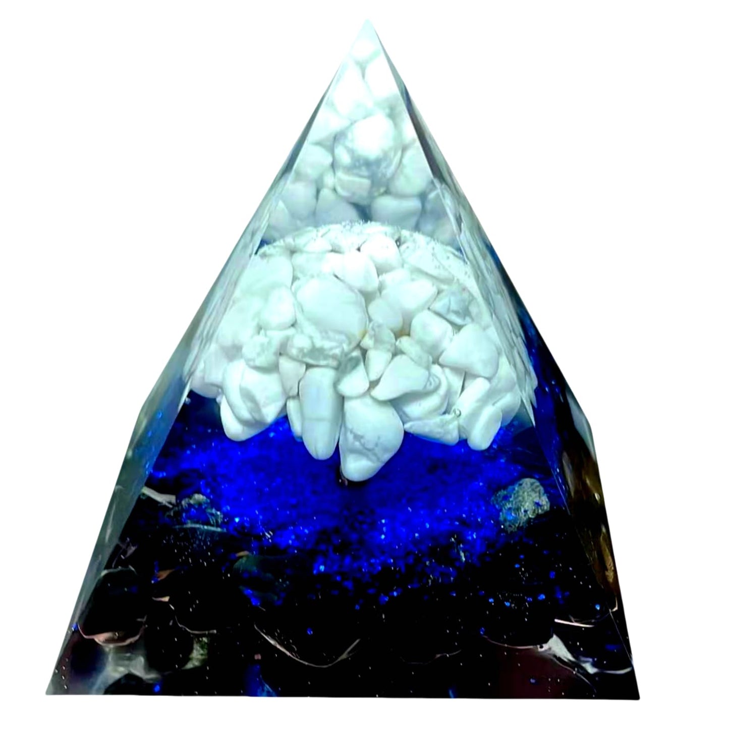 Saefheled Tree of Life Orgone Pyramid,Natural White Pine Stone&Obsidian Orgonite Healing Crystals Pyramid,Crystal Stone Positive Reiki Energy Generator Collection Wealth Lucky Meditation Tool(6cm)