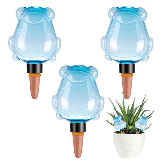 3Pcs Frog Plant Self Watering Globes for Indoor and Outdoor Plastic Water Bulbs Top Fill Plant Watering Globes Slow Release Terracotta Plant Watering Devices System for Plants, Blue