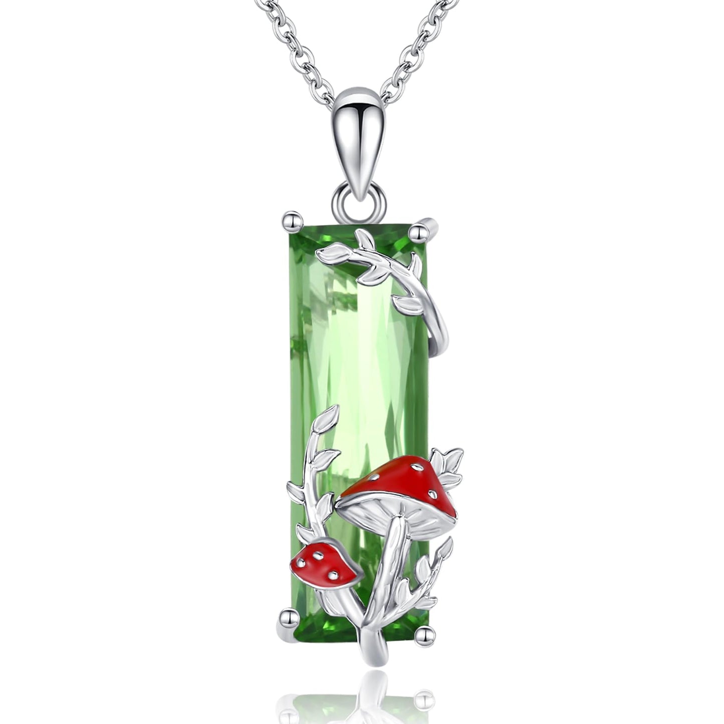AENEAS Valentines Day Gifts for Women Her Mushroom Necklace for Women 925 Sterling Silver Green Crystal Pendant Cute Whimsical Mushroom Jewelry Gifts for Women Her Wife