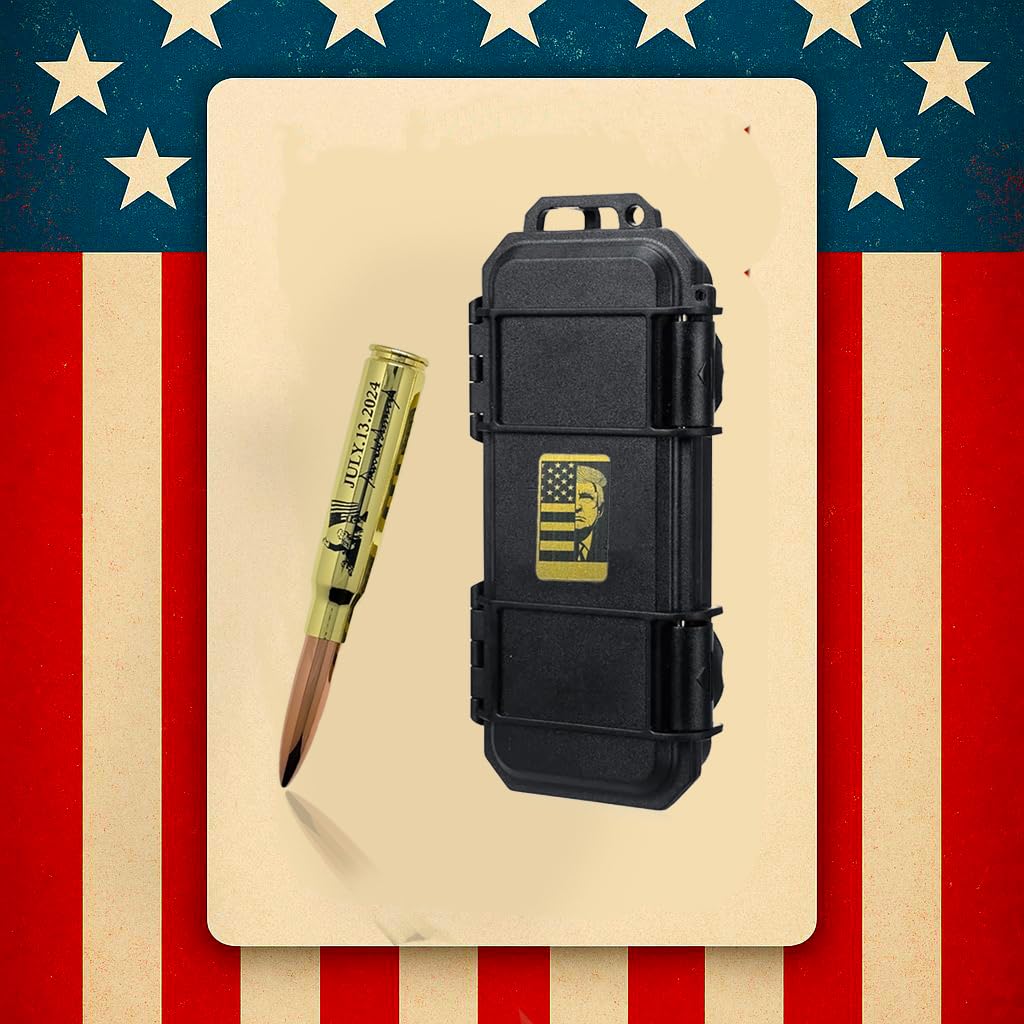 Crimson Collectables Donald Trump Pen - Brass Bullet Shaped Ballpoint Pen - Premium Trump Gifts & Trump Merchandise - Luxury Collectable Pen w/Pen Case
