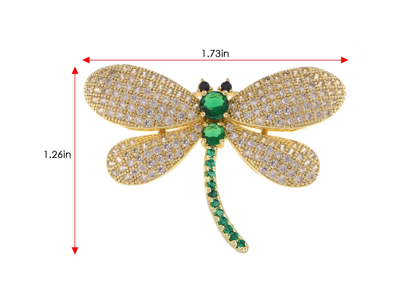 Alilang Silvery Fashion Crystal Rhinestone Dragonfly Wings Insect Brooch Pins, Gold