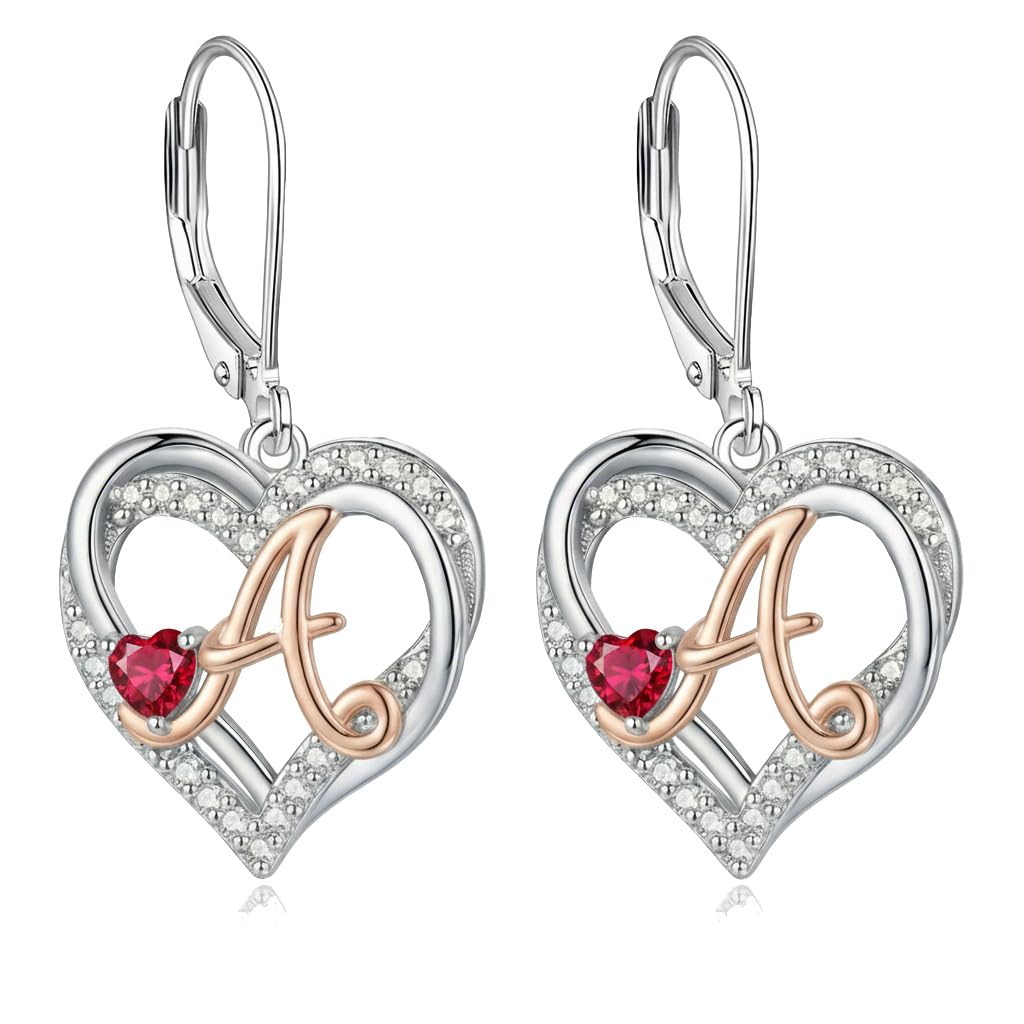 ZPMMPZ Initial Birthstone Earrings Intial Letter Dangle Drop Earrings Birthstone Jewelry Gifts for Women A & August