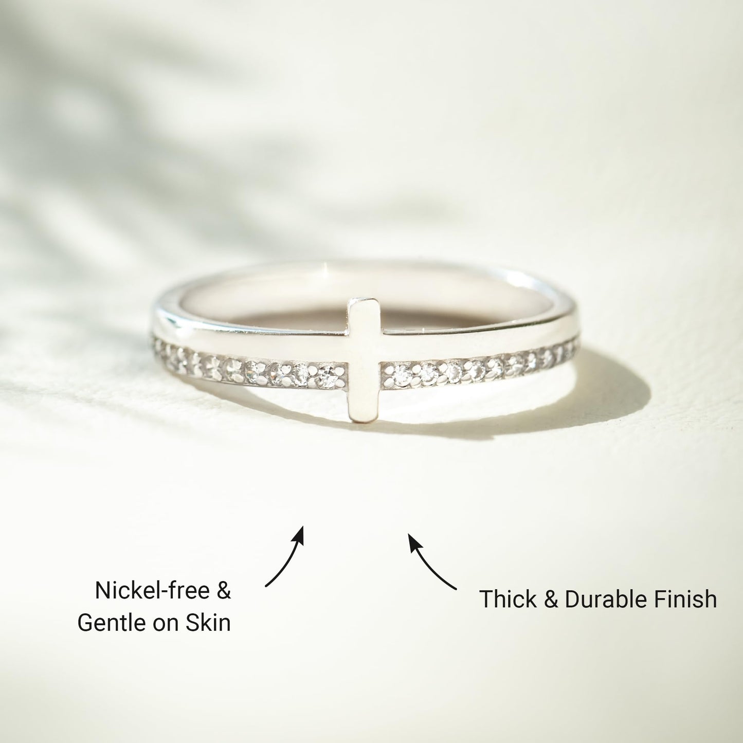 STORYJEWELLERY Silver Rings for Women, Cross Rings for Women, Purity Ring, Christian Ring, Christian Jewelry, Confirmation Gifts, Baptism Gifts, Size 5