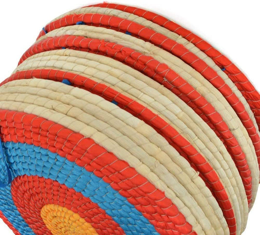 AMEYXGS 4-Ring Bullseye Archery Shooting Target Handmade Traditional Straw Target 1-5 Layer Solid Round for Outdoor Sports Hunting Shooting Practice (1 Layer)