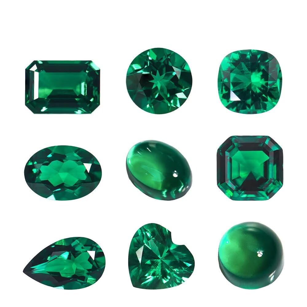 Arting Oval Heart Zambian Emerald 1CT WS Green Lab Cultivated Emerald Loose Cut Gemstone