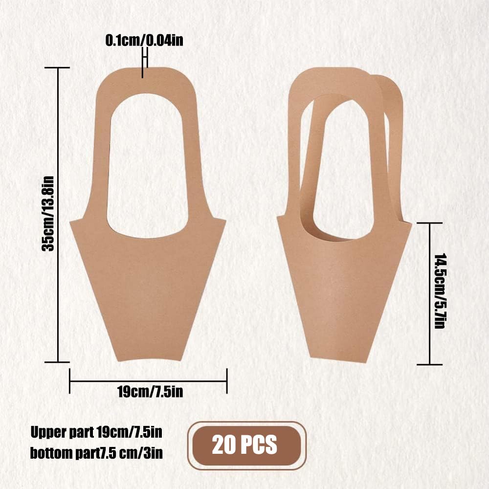 WWT 20 Pcs Flower Bags for Bouquets,Flower Bouquet Bags with Handles,Florist Supplies for Mother's Day Wedding