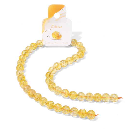 40pcs 10mm Natural Citrine Gemstone Beads Healing Crystal Round Loose Stone Beads for Jewelry Making, Crystal Stone Beads for Bracelets Necklace Earrings Making