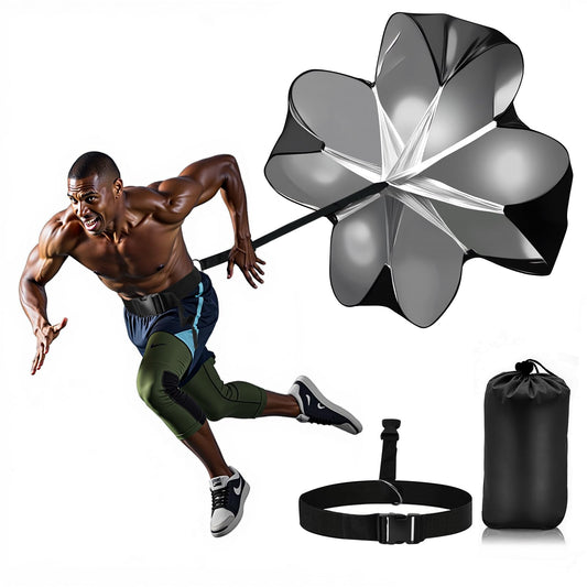 Nusogon Running Speed Training, 56 inch Speed Drills Resistance Parachute Running Sprint Chute Soccer Football Sport Speed Training（Black）