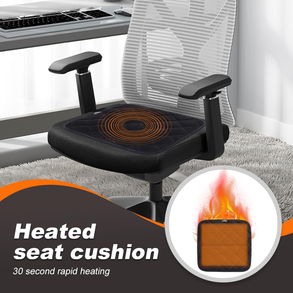 Lagwry 2025 New Comfortable Portable Heated Seat Cushion, Office Universal Soft Seat Chair Cushion with Winter Heated Seat Cover for Home Office, USB Heated Seat Pad for Office Chair (Gray)