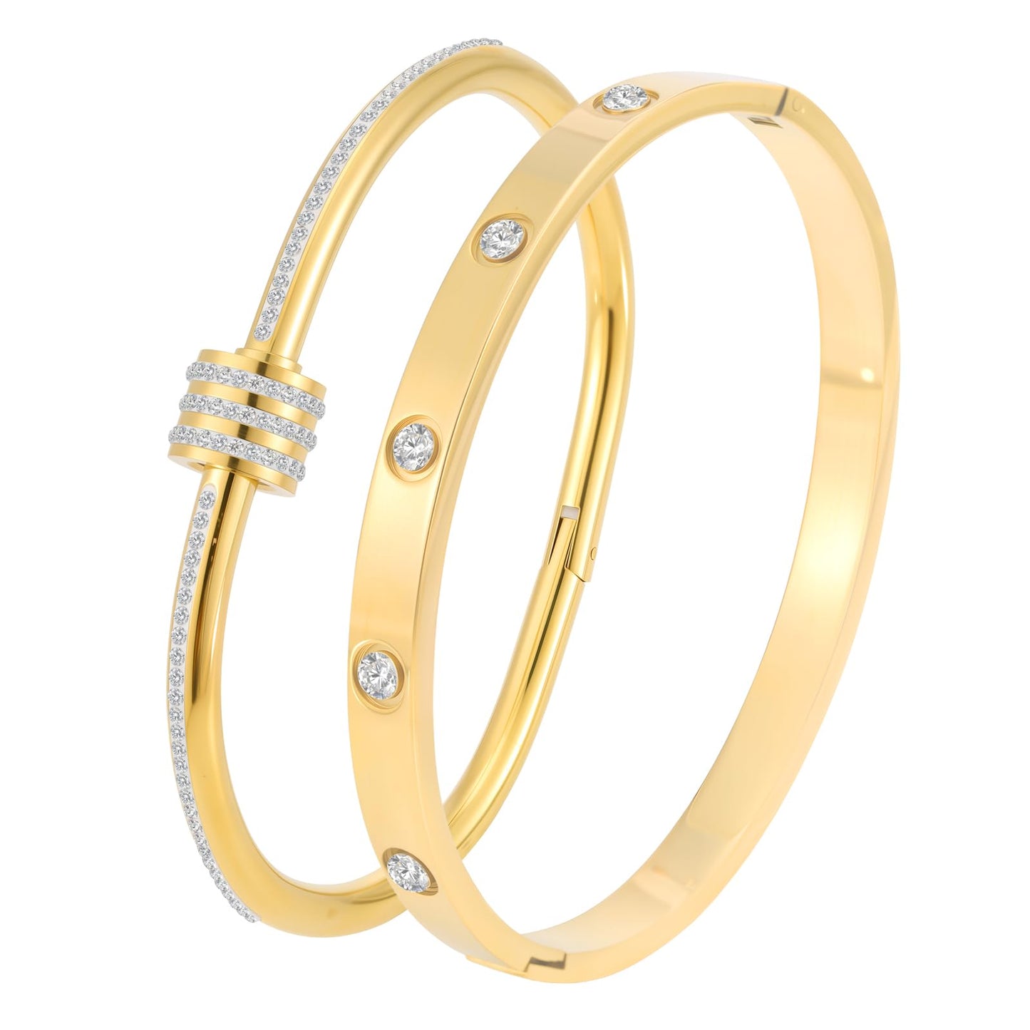 Camhanno Gold Bangles for Women - Stainless Steel Love & Friendship Bracelet Set with Gift Box | Daily Wear & Party Jewelry