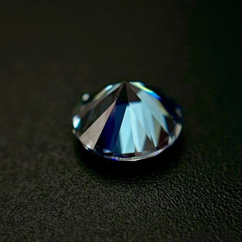 Dlbazoyx Round Color Moissanite Stone Lab Grown Simulated Gemstone Green Blue 0.3-4ct Loose Cut Moissanites Gems (Dark Seablue, 6.5mm 1ct)
