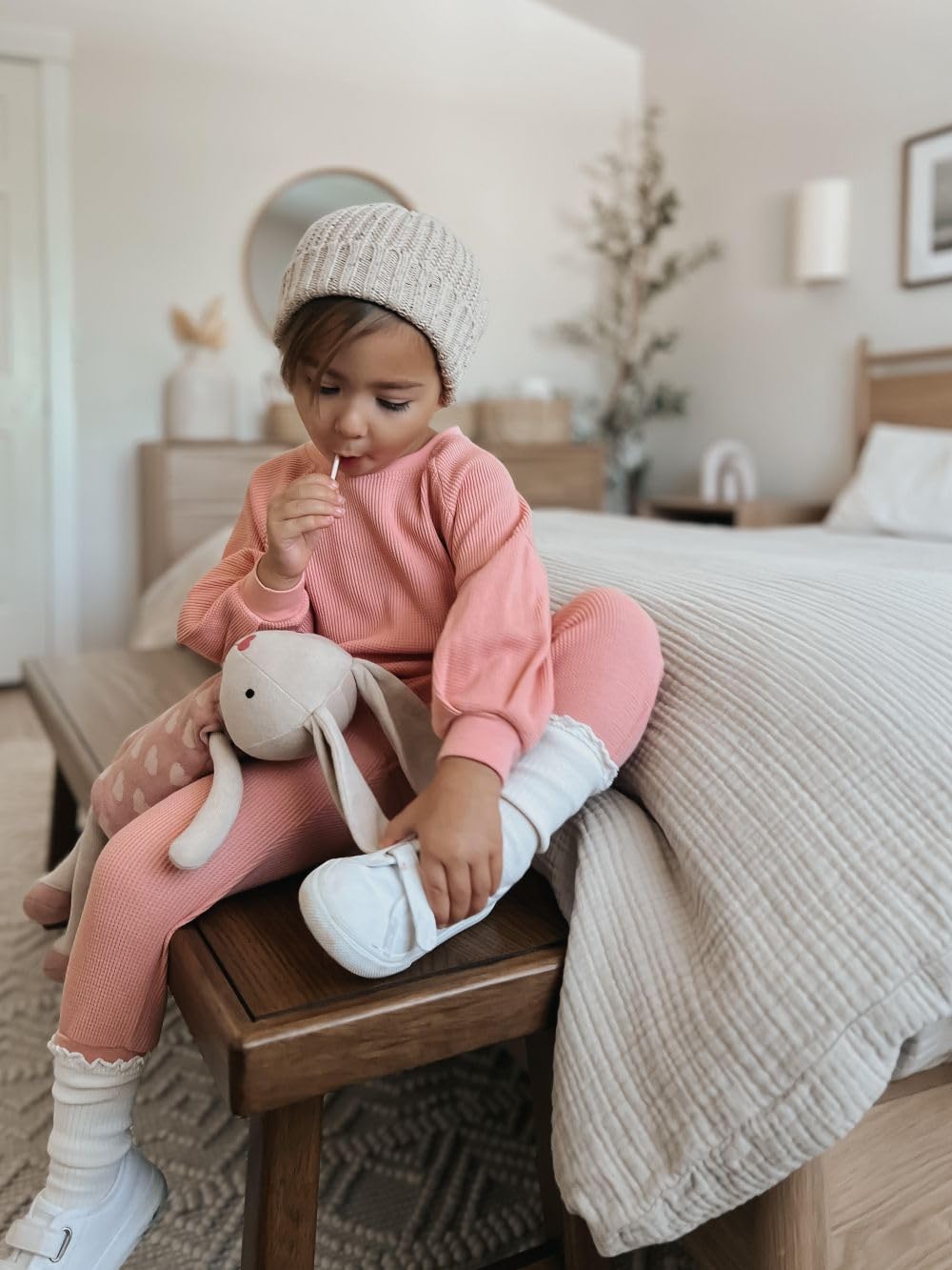 Apple Park Kids Knit pals 16.5" Soft Toy | Non-Toxic, Hypoallergenic, 100% Organic Cotton for 0m+ | Stuffed Animal (Luella)