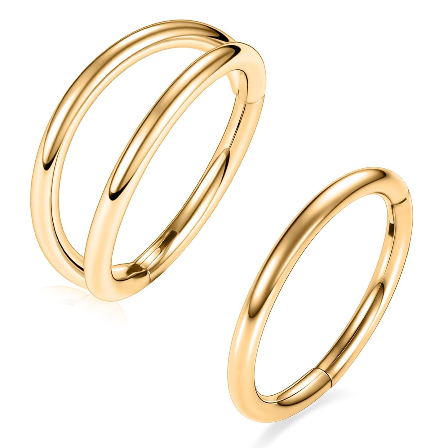 Septum Ring 8mm Septum Jewelry Double Hoop Septum Clicker Gold Nose Rings 18 Gauge Nose Ring Hoop 18g Cartilage Earring Lip Rings Nose Hoop Surgical Steel Helix Earrings Nose Piercing Jewelry