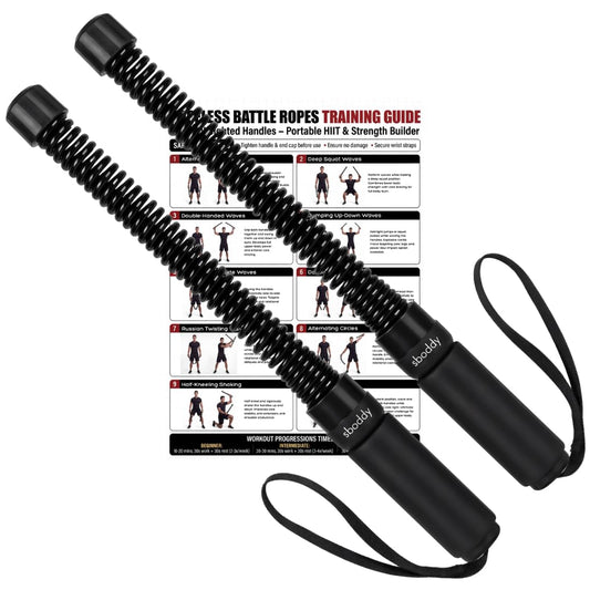 Weighted Ropeless Battle Ropes - Heavy Duty Portable Cordless Workout Equipment for Home Gym with Foam Grips, Exercise Videos | HIIT, Strength, Low-Impact Cardio Training for Men & Women