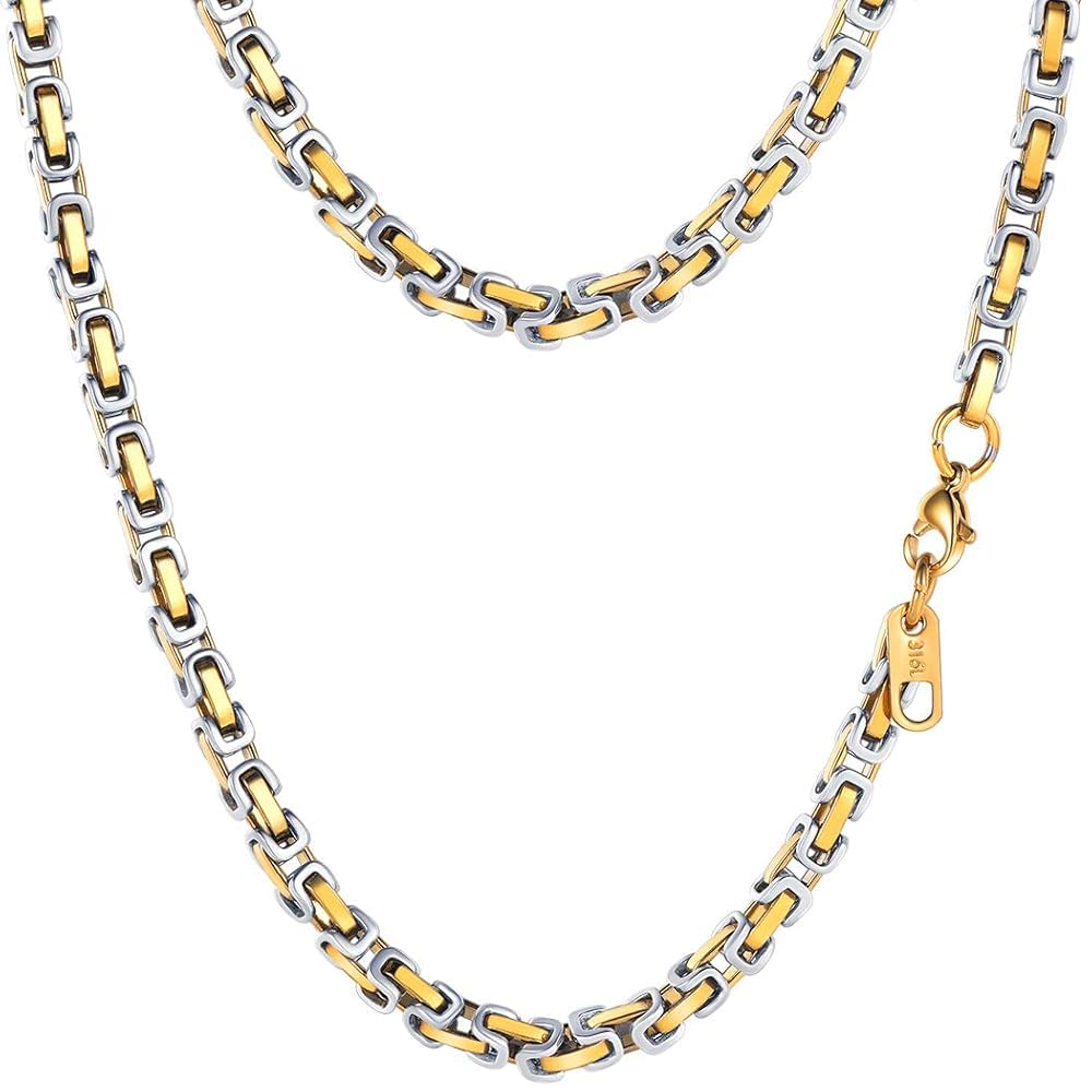 PROSTEEL Byzantine Necklace For Men Gold Chain Stainless Steel Long Necklaces