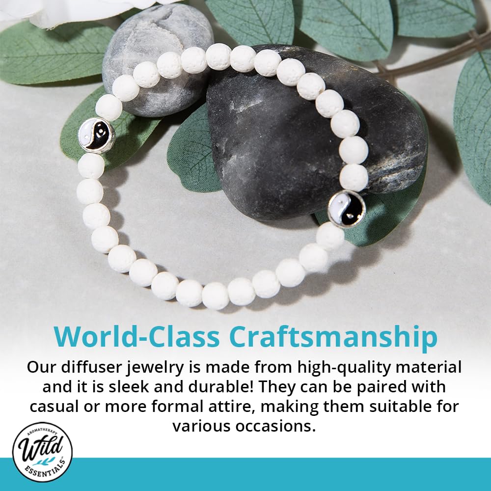 Wild Essentials Tiger Eye and Lava Stone Bracelet, Expandable up to 8 inches, Aromatherapy Jewelery for Women, Men, Esssential Oil Diffuser, Grounding Calming Strength Confidence
