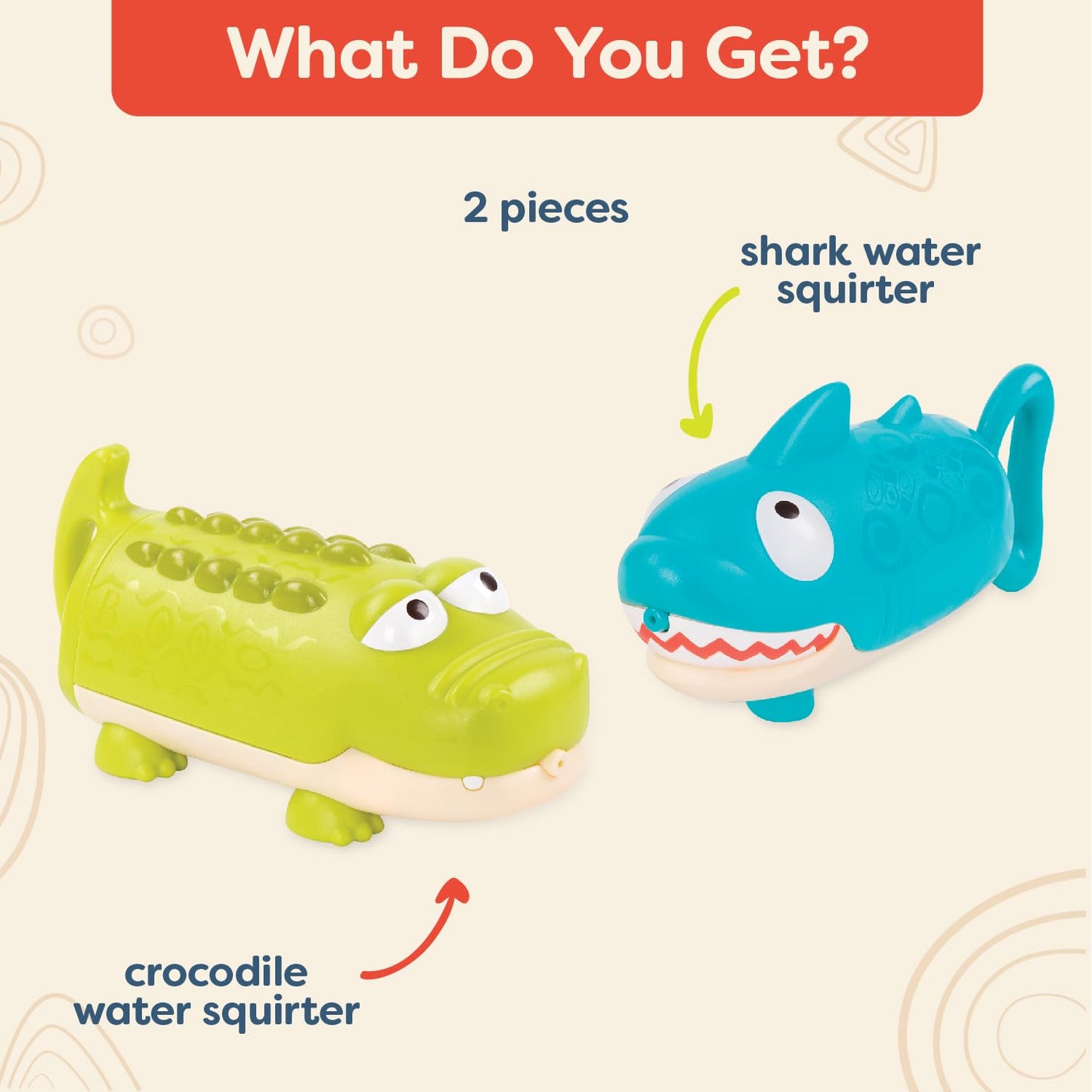 B. toys – Splishin’ Splash Animal Water Squirts Duo Pack – Fun Summer Bath Toys for Kids, Outdoor Water Play for Toddlers 18+ Months