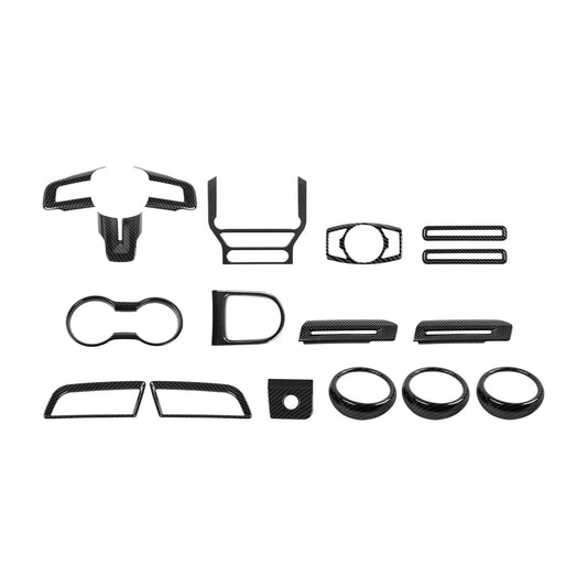 RT-TCZ 17PCS Carbon Fiber Interior Trim Kit Cover Center Console Decoration Interior Accessories for Ford Mustang 2015 2016 2017 2018 2019 2020 2021 2022 2023