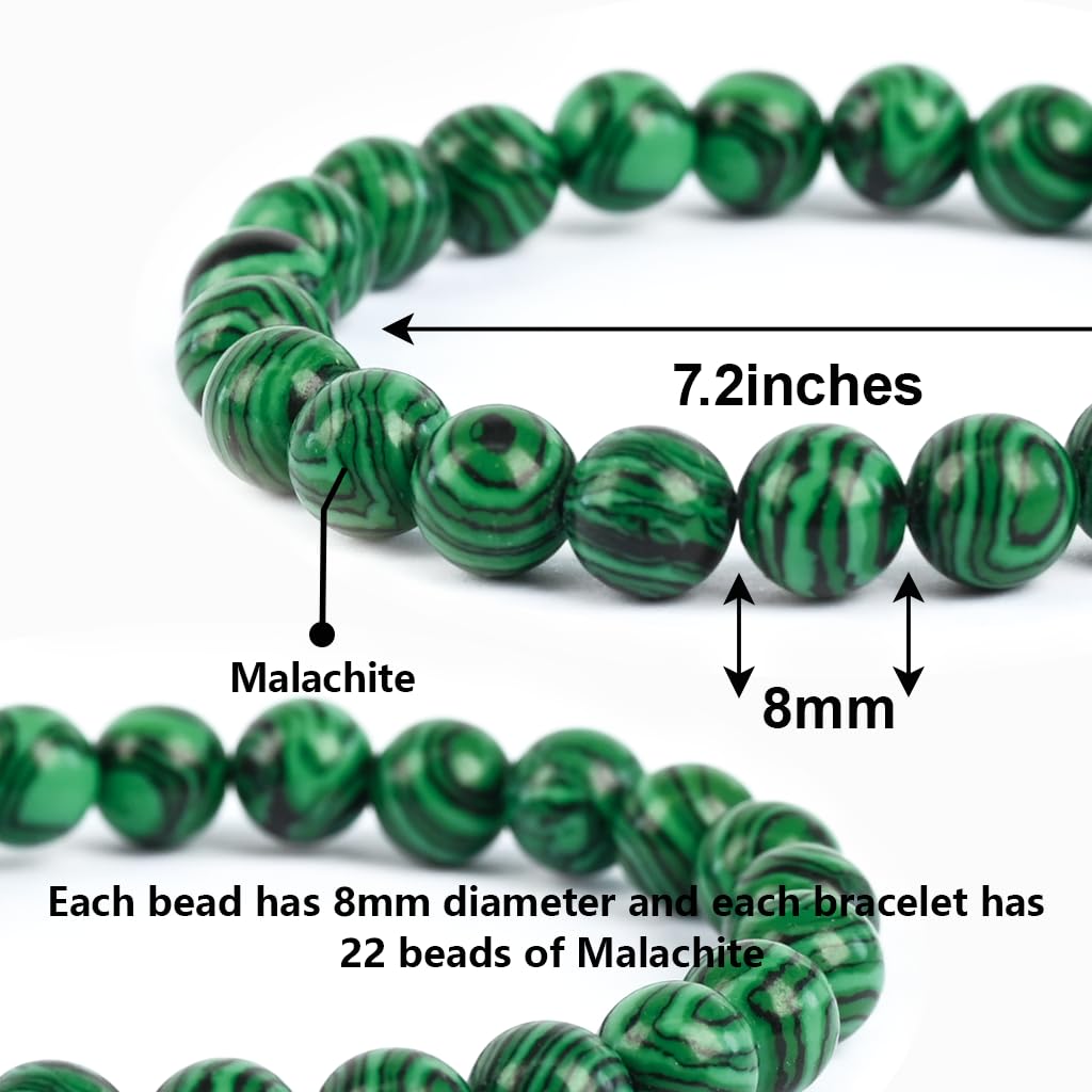 PZTIIY Crystal Bracelet - Natural Energy Crystal Bracelet for Men and Women (ZLY-Malachite)