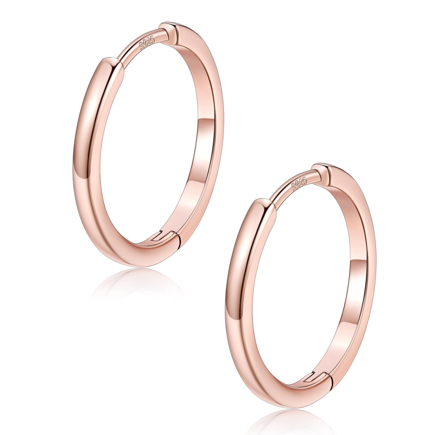 FaithHeart Hoop Earrings for Women, Rose Gold Hypoallergenic Huggie Hoop Earrings, Small Cartilage Earrings for Women 16mm, Send Gift Box