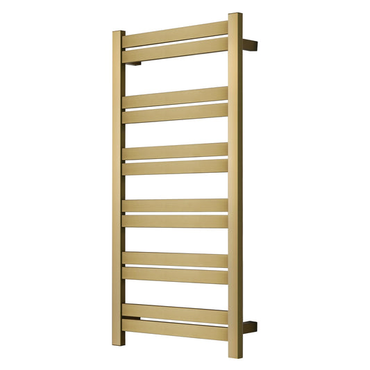 SHARNDY Electric Towel Warmer - Wall Mounted Bathroom Heated Towel Rack, Plug-in Design & Brushed Stainless Steel Finish Gold