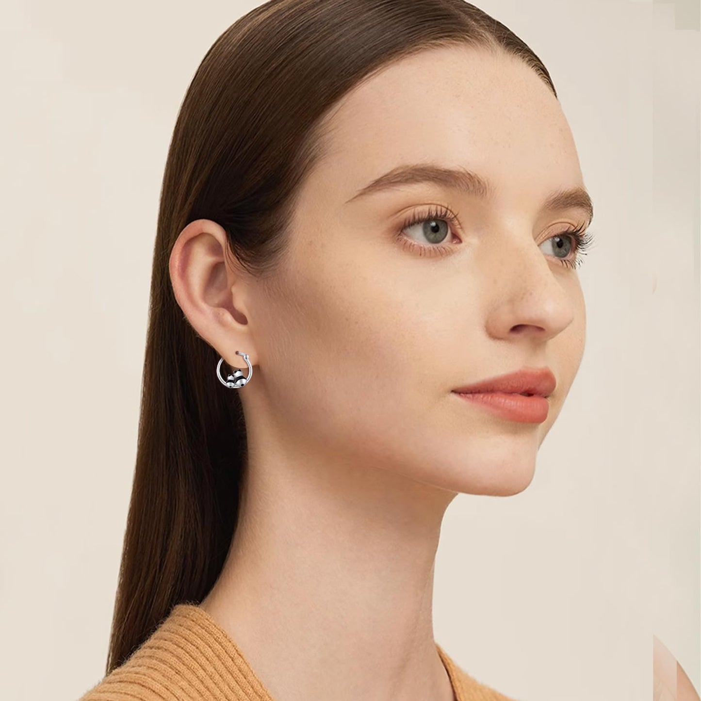 JUSTKIDSTOY Panda Earrings for 925 Sterling Silver Two Panda Bear Hoop Earrings Hypoallergenic Cute Animal Earrings Jewelry Graduation Gifts for Women Daughter Her