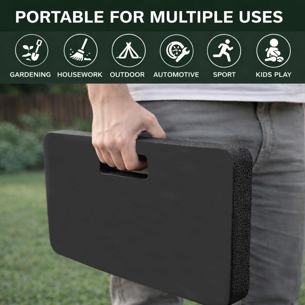 Gardzen Extra Thick Kneeling Pad for Gardening and Work, 1.5 Inch Soft NBR Foam Knee Cushion for Bathing Baby, Large Kneeler Mat for Yoga Exercise, 18x11 Inch, Black