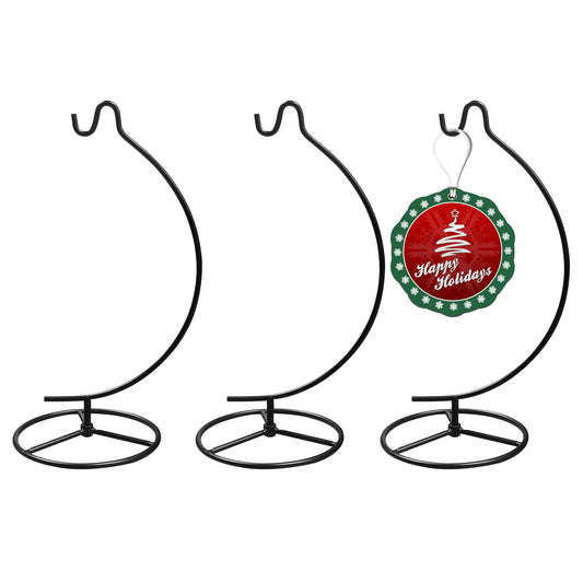 EOWCO 3 Pack 11 Inch Black Ornament Display Stand, Glass Ball Hanger for Hanging Air Plants Terrariums, Witch Ball, Christmas & Wedding Ornaments, Perfect for Home and Office Decor