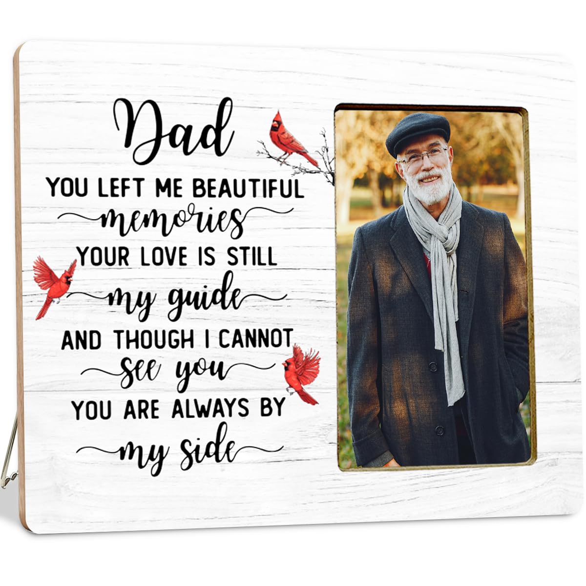 LUERHUI Memorial Cardinal Gifts Picture Frame for Loss of Dad, Sympathy Gifts, In Memory of Dad Wooden Picture Frames for Loss of Father