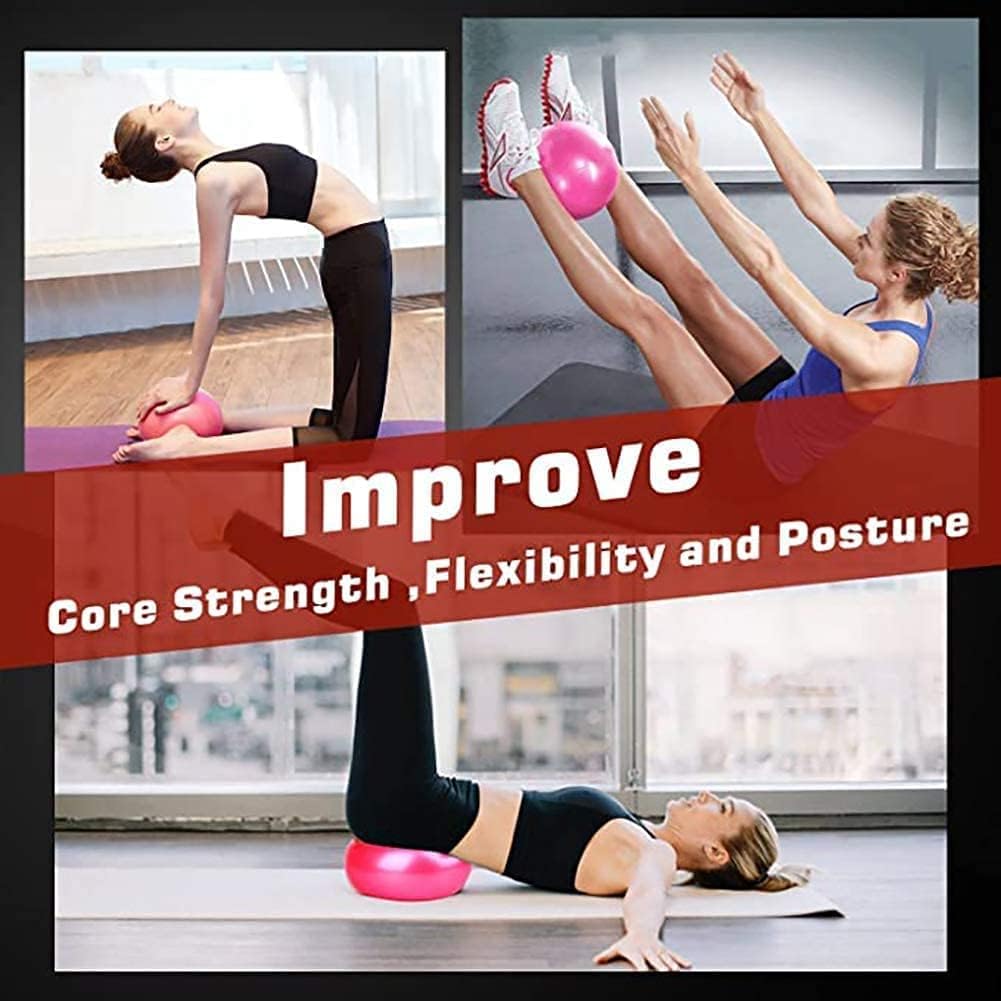 MOMPLUS 6 Inch Exercise Pilates Mini Yoga Balls Barre for Home Stability Squishy Training Physical Therapy Improves Balance Core Strength Comes with Pump(Black, 6 Inch)