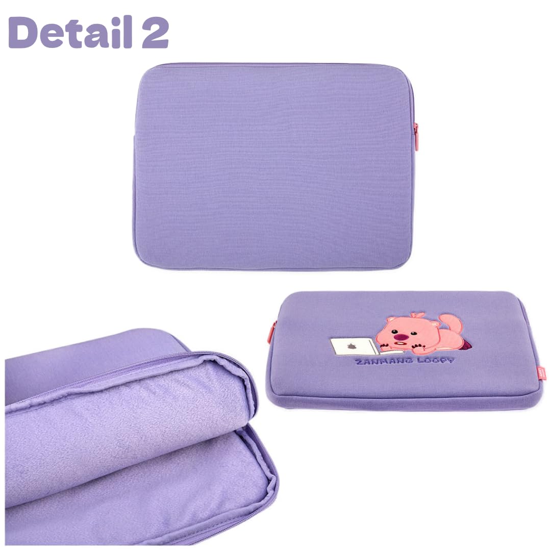ZANMANG LOOPY ZanmangLoopy embroidered laptop bag 13–15 inch - Official goods, 13-15 inch, super soft, laptop pouch for students, charm of Korean character