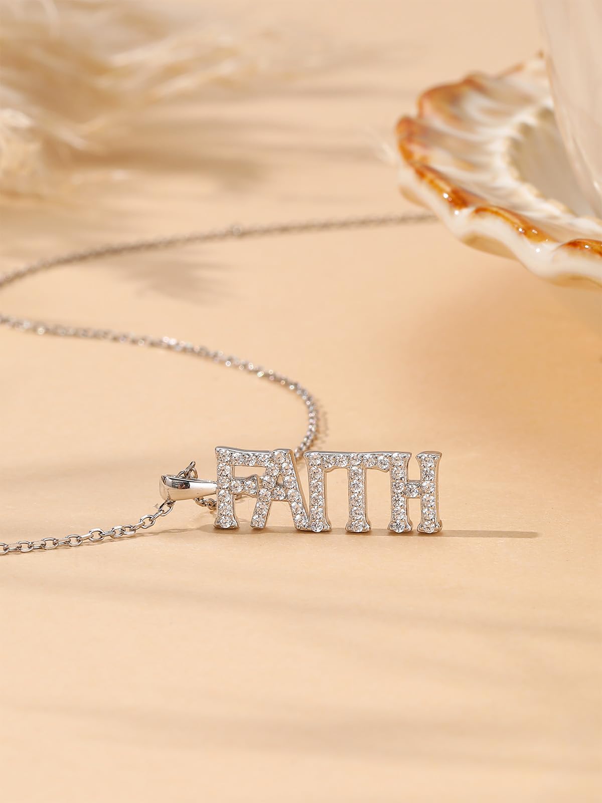 Dreamboat Faith Necklace for Women Sterling Silver Christian Necklace Pendant Confirmation Religious Jewelry Faith Gifts for Women