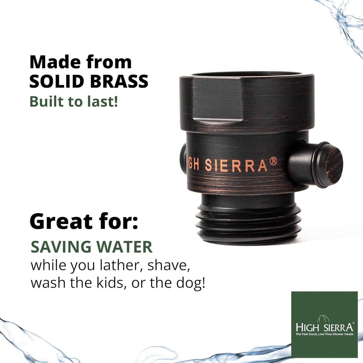 High Sierra® - All Lead-Free Brass Trickle Valve For Shower Heads. For Pause & Pressure Control. Easy To Push Button Reduces The Flow of Water or Shuts It Off to Just a Trickle - Brushed Gold