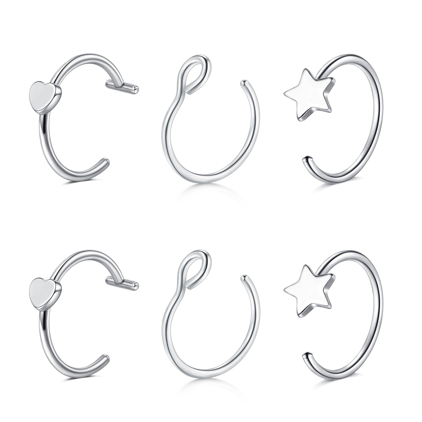 JFORYOU FORYOU Fake Nose Ring Fake Septum Fake Nose Piercing Rings for Women Faux Nose Piercing Clip on No Pierced Non Piercing Faux Body Piercing Jewelry for Women Men