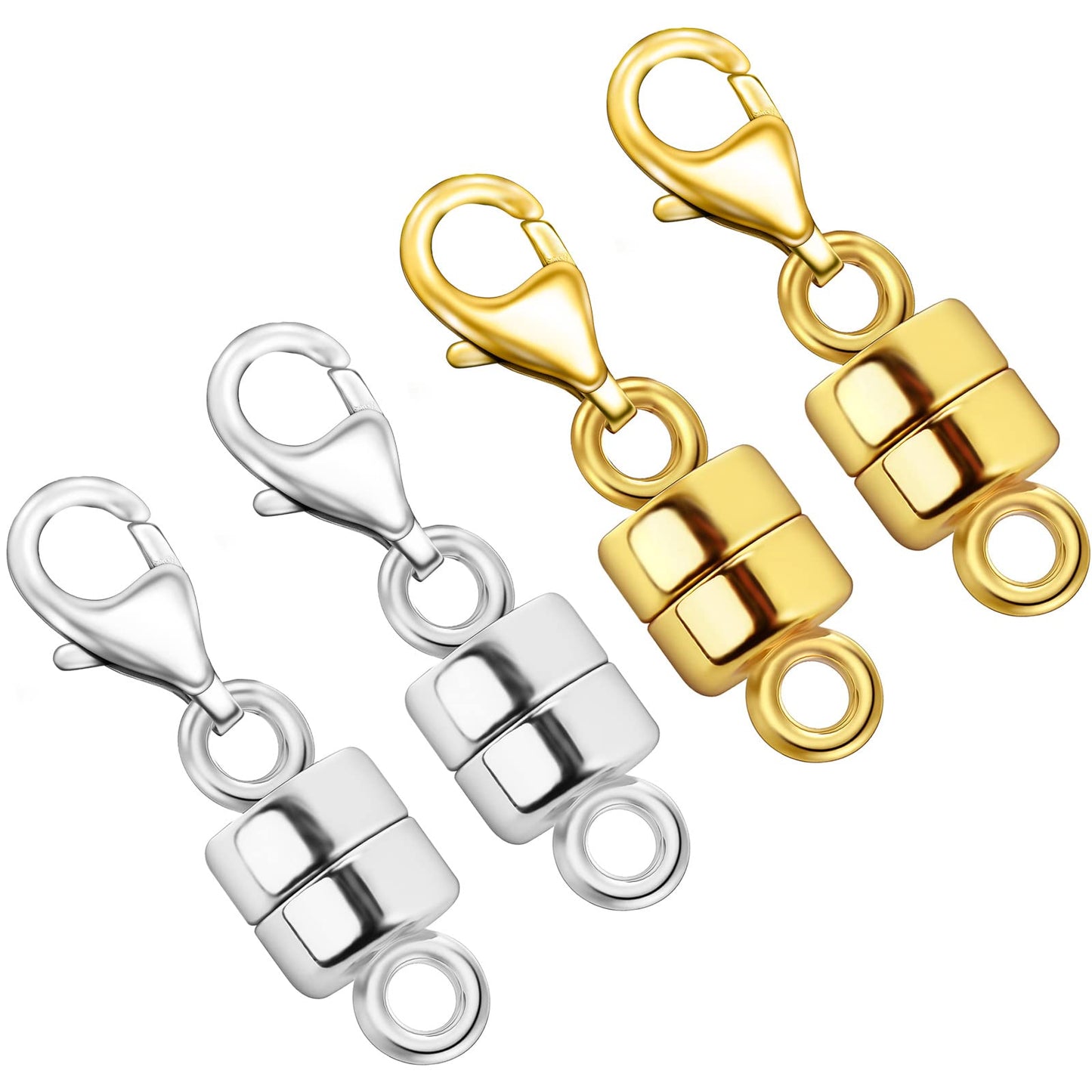 OHINGLT Magnetic Necklace Clasp Extra Strong, Gold and Silver Plated Magnet Jewelry Clasps Converters, Bracelet Extender for Women Seniors