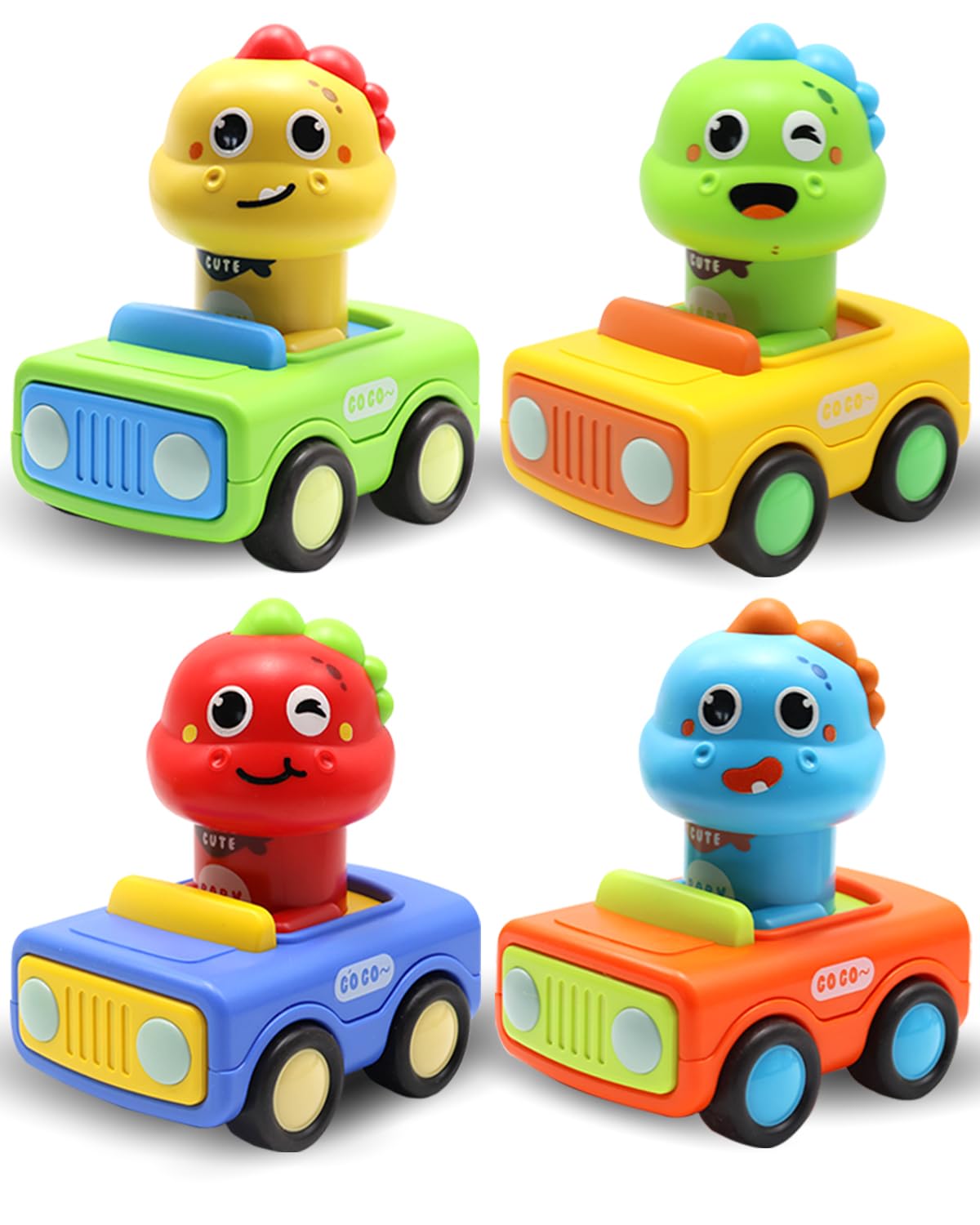 Pbooo Toys for 1 Year Old Boy, Press and Go Car Toys for Toddlers 1-3, Push and Go Animal Toy Cars Set, Birthday Gifts for 1 2 Year Old Boys, Baby Toys 12-18 Months