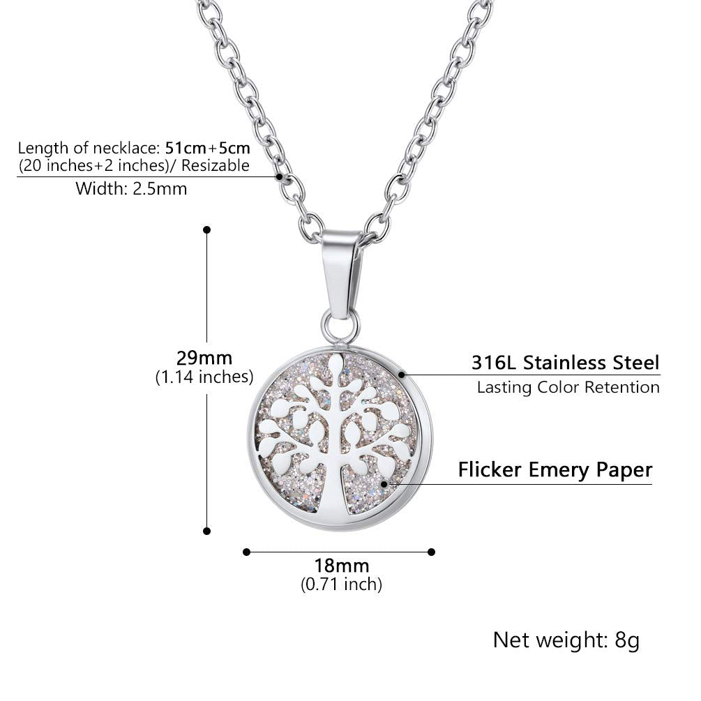 PROSTEEL Tree of Life Necklace Bridesmaid Stainless Steel Shiny Bling Round Pendant Minimalist Women Jewelry