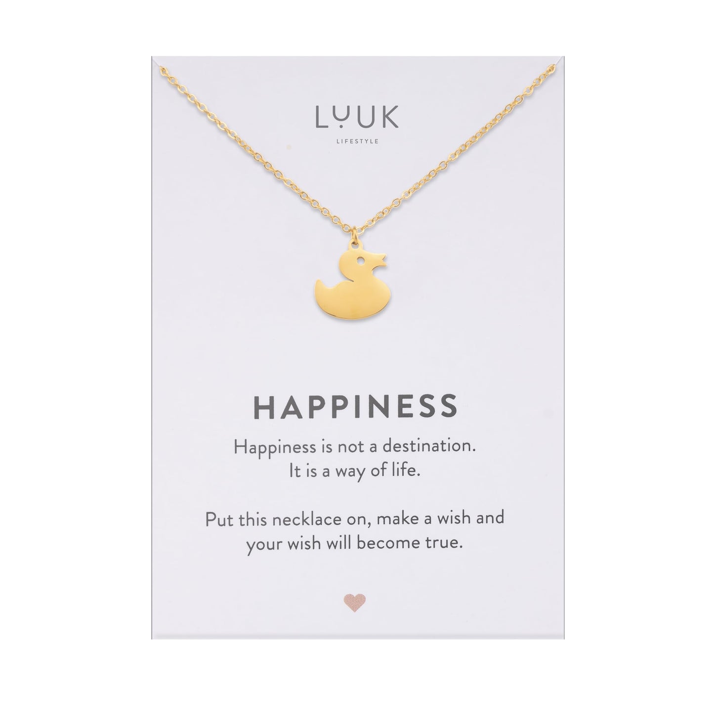 LUUK LIFESTYLE Stainless steel 14k silver plated, Duckling pendant necklace, waterproof, 19in adjustable sturdy chain, vacation, dainty, trendy, aesthetic, simple (with HAPPINESS Gift Card)