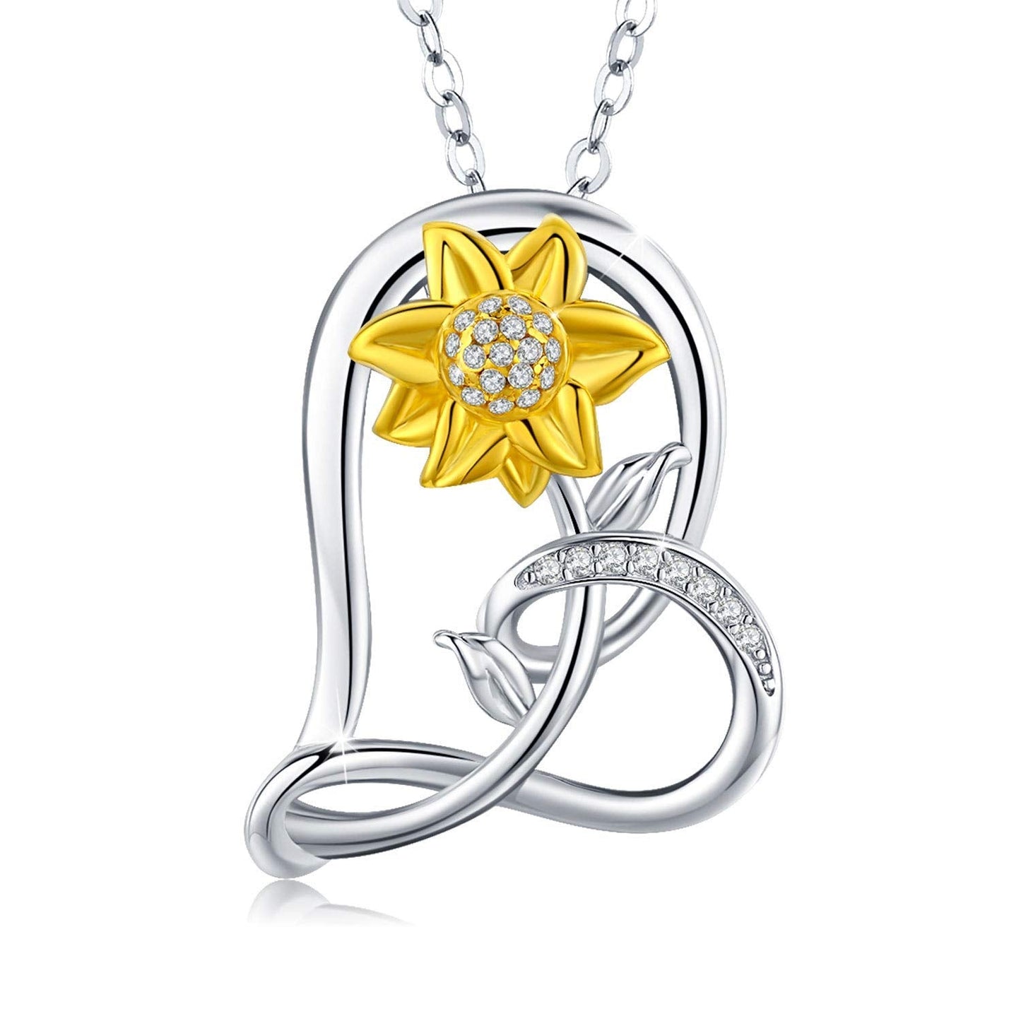 Eetaitai Sunflower Necklace for Women Sterling Silver Heart Necklace sunflower Jewelry Birthday Christmas Gifts for Wife Daughter Girlfriend