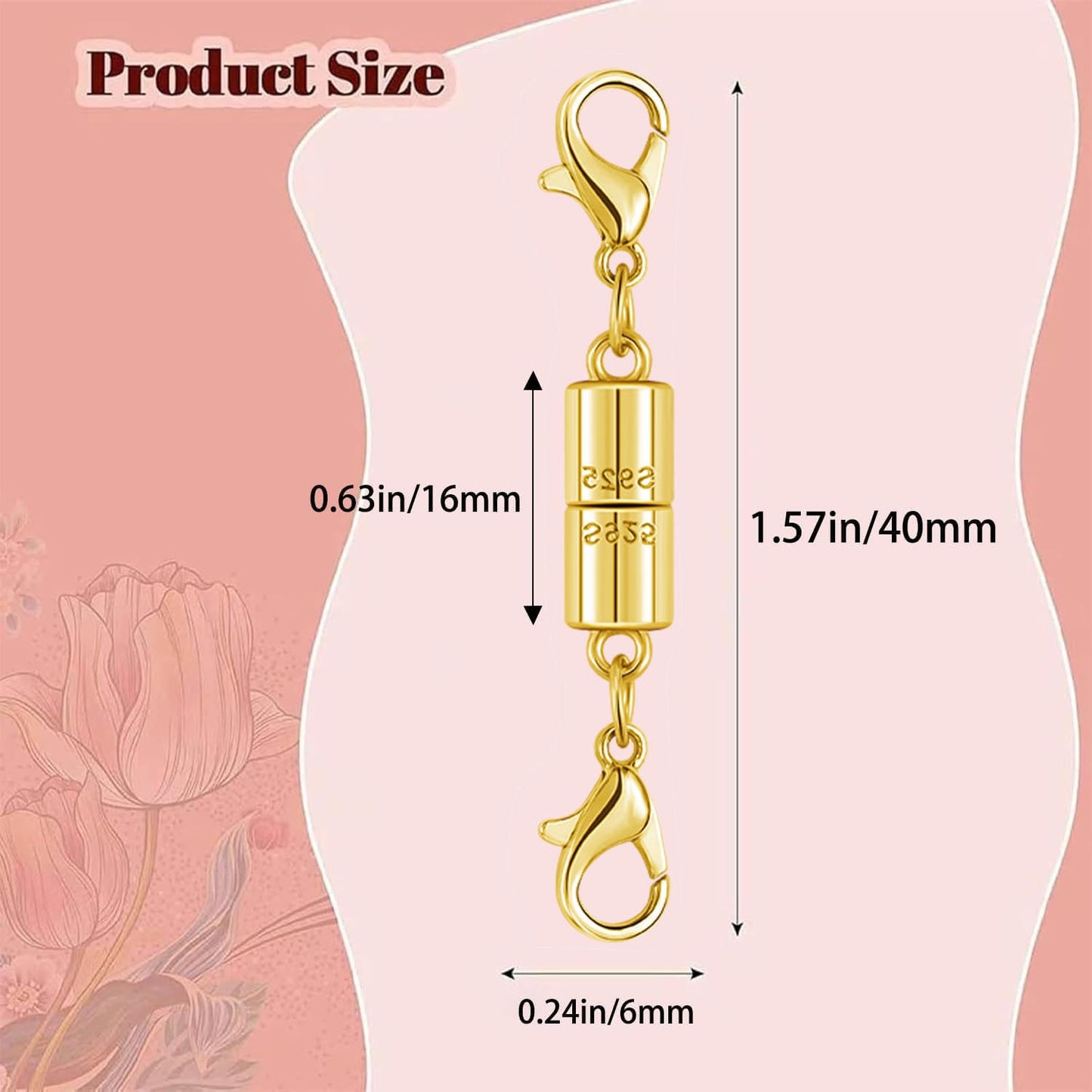 Magnetic Jewelry Clasps, 925 Sterling Silver, Strong Magnetic Closures for Necklaces and Bracelets (4pcs Golden)